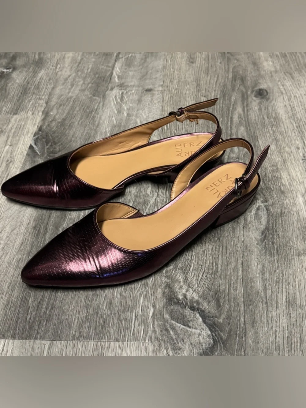 Naturalizer Pointed Slingback Low Block Heel Pumps in Deep Plum - Picture 2 of 4